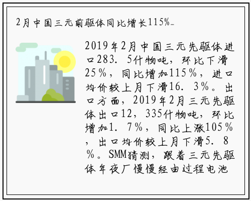 2月中国三元前驱体同比增长115%_b体育官方网站